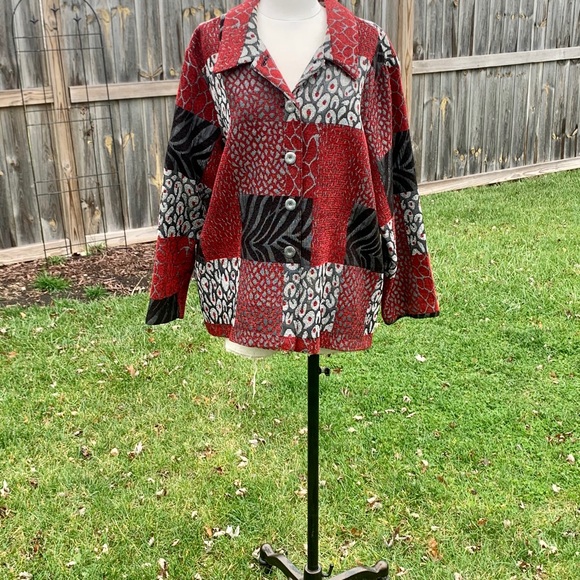 Vintage Studio Works Women’s Jacket~Size 2XL~Patterned Lightweight~Red/Black EUC - Picture 6 of 16